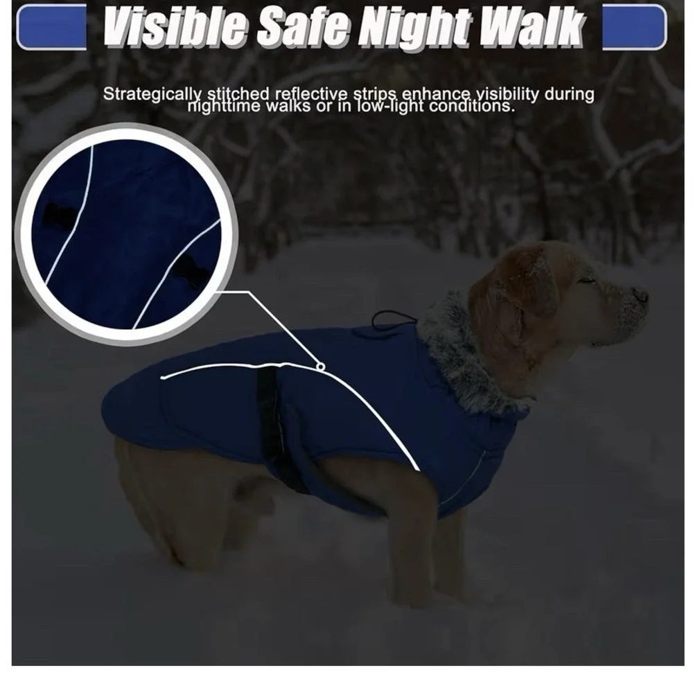 Winter  Dog‎ Coat - Thick Fleece Lined Reflective Winter Jacket, Size XL